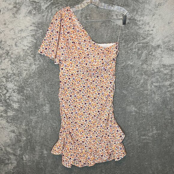 Lush Women Colorful Ditzy Floral Fairy Bloomcore Asymmetrical Mini Dress M NWT - Picture 1 of 13